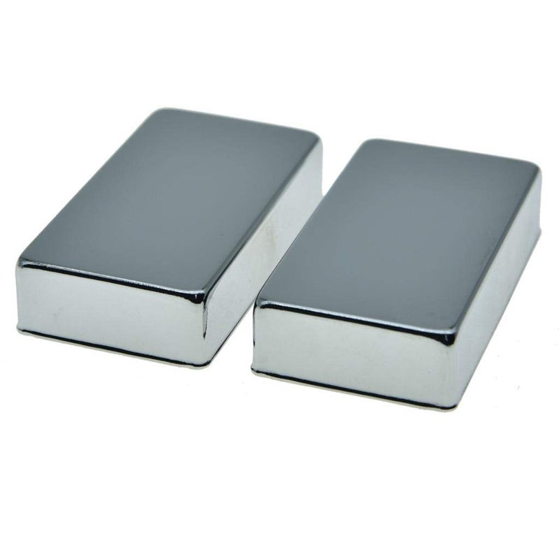 KAISH Set of 2 Sealed Humbucker Guitar Pickup Covers Brass Humbucker Pickup Cover No Holes Chrome - Image 3
